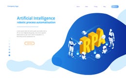 Concept isométrique de RPA, d'intelligence artificielle, d'automatisation des processus de robotique, d'AI dans le fintech ou de illustration de vecteur Concept isométrique de RPA, d'intelligence artificielle, d'automatisation des processus de robotique, d'AI dans le fintech ou de illustration de vecteur