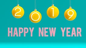Concept minimal de la nouvelle année 2019 : Boules de Noël sur le fond bleu illustration stock Concept minimal de la nouvelle année 2019 : Boules de Noël sur le fond bleu illustration stock