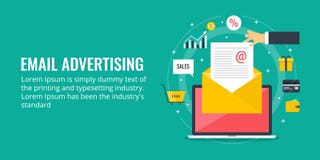 Email advertising - modern email concept. Flat design. stock illustration Email advertising - modern email concept. Flat design. stock illustration