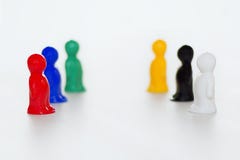 Concept of negotiation or confrontation. figurines on the white background. Symbol for conflict or fight. Royalty Free Stock Photo Concept of negotiation or confrontation. figurines on the white background. Symbol for conflict or fight. Royalty Free Stock Photo