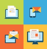 Concept Of Email Marketing Via Electronic Gadgets Stock Images