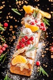 Concept Of Home Baking For Holiday. Christmas, New Year`s Cake With Raisins, Nuts, Dried Fruits And Berries Royalty Free Stock Photography Concept Of Home Baking For Holiday. Christmas, New Year`s Cake With Raisins, Nuts, Dried Fruits And Berries Royalty Free Stock Photography