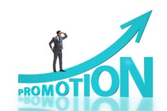 Concept of promotion with businessman royalty free stock photography Concept of promotion with businessman royalty free stock photography