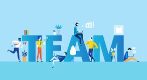 Concept succesvol commercieel team die zich verenigen Vector beeldverhaalillustratie stock illustratie Concept succesvol commercieel team die zich verenigen Vector beeldverhaalillustratie stock illustratie
