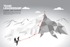 Silhouette of a team leader look up to top of mountain. vector illustration Silhouette of a team leader look up to top of mountain. vector illustration