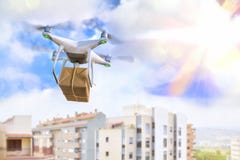 Concept of use of drones for the transport Royalty Free Stock Image Concept of use of drones for the transport Royalty Free Stock Image
