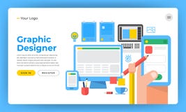 Concept van het de website het vlakke ontwerp van het modelontwerp de ontwerper zoals gra vector illustratie Concept van het de website het vlakke ontwerp van het modelontwerp de ontwerper zoals gra vector illustratie