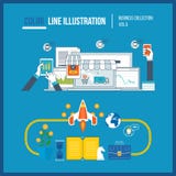 Concept voor startzaken en financiënstrategie Mobiele Marketing royalty-vrije illustratie Concept voor startzaken en financiënstrategie Mobiele Marketing royalty-vrije illustratie