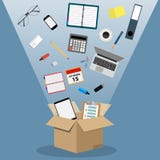 Concept zich het bewegen in een nieuw bureau, stock illustratie Concept zich het bewegen in een nieuw bureau, stock illustratie