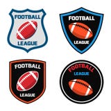Conception d'emblème avec l'icône de boule de football américain Photographie stock libre de droits Conception d'emblème avec l'icône de boule de football américain Photographie stock libre de droits