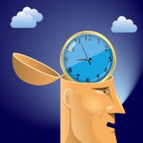 Conception de l'avant-projet d'intelligence artificielle, horloge dans le cerveau illustration libre de droits Conception de l'avant-projet d'intelligence artificielle, horloge dans le cerveau illustration libre de droits