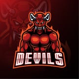 Conception de logo de mascotte de diable rouge illustration libre de droits Conception de logo de mascotte de diable rouge illustration libre de droits