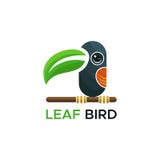Conception de vecteur de logo d'oiseau de feuille illustration stock Conception de vecteur de logo d'oiseau de feuille illustration stock
