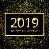 Conception des textes de la bonne année 2019 Illustration de salutation de vecteur avec des nombres et des étincelles d'or sur un illustration de vecteur Conception des textes de la bonne année 2019 Illustration de salutation de vecteur avec des nombres et des étincelles d'or sur un illustration de vecteur