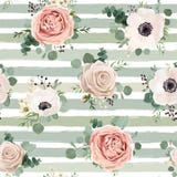 Conception florale d'aquarelle de vecteur sans couture de modèle : poudre de jardin illustration de vecteur Conception florale d'aquarelle de vecteur sans couture de modèle : poudre de jardin illustration de vecteur