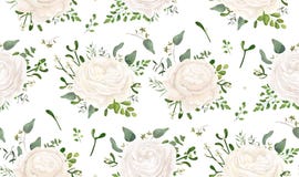 Conception florale de style d'aquarelle de vecteur sans couture de modèle : jardin W illustration libre de droits Conception florale de style d'aquarelle de vecteur sans couture de modèle : jardin W illustration libre de droits