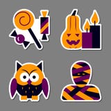 Conception réglée de patchwork d'autocollant d'icône de Halloween illustration stock Conception réglée de patchwork d'autocollant d'icône de Halloween illustration stock