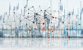 Concepto de comunicación global y de establecimiento de una red con el mapa del mundo sobre paisaje urbano imágenes de archivo libres de regalías Concepto de comunicación global y de establecimiento de una red con el mapa del mundo sobre paisaje urbano imágenes de archivo libres de regalías