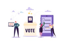 concepto de E-votación con los caracteres que votan usando el ordenador portátil y la tableta vía sistema electrónico de Internet libre illustration concepto de E-votación con los caracteres que votan usando el ordenador portátil y la tableta vía sistema electrónico de Internet libre illustration