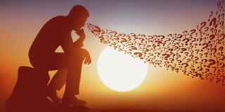 Concepto de meditación con el símbolo del pensador de Rodin ilustración del vector Concepto de meditación con el símbolo del pensador de Rodin ilustración del vector