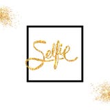 Concepto de oro de Selfie del brillo en el fondo apagado blanco libre illustration Concepto de oro de Selfie del brillo en el fondo apagado blanco libre illustration