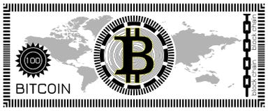 Concepto del billete de banco de Bitcoin Tecnología de la cadena de bloque, dinero digital virtual Plantilla para el juego, broma libre illustration Concepto del billete de banco de Bitcoin Tecnología de la cadena de bloque, dinero digital virtual Plantilla para el juego, broma libre illustration