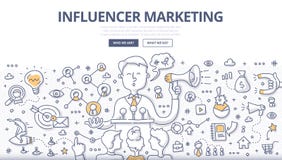 Concepto del garabato del márketing de Influencer Concepto del garabato del márketing de Influencer