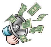 Concepto del megáfono del dinero ilustración del vector Concepto del megáfono del dinero ilustración del vector