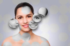 Concepto del skincare de la cara de la mujer de la belleza imagen de archivo Concepto del skincare de la cara de la mujer de la belleza imagen de archivo