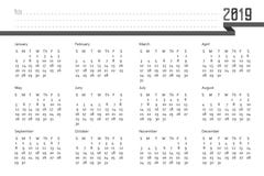 concepto Editable del vector del diseño de 2019 calendarios libre illustration concepto Editable del vector del diseño de 2019 calendarios libre illustration