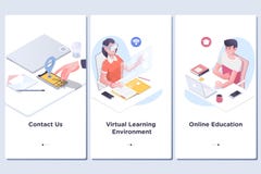 Concepto en línea de la educación Interfaz de usuario moderna UX, plantilla de la pantalla de UI para el teléfono elegante móvil stock de ilustración Concepto en línea de la educación Interfaz de usuario moderna UX, plantilla de la pantalla de UI para el teléfono elegante móvil stock de ilustración