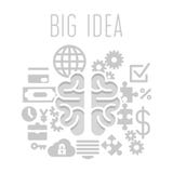 Concepto grande de la idea con el cerebro en el fondo blanco ilustración del vector Concepto grande de la idea con el cerebro en el fondo blanco ilustración del vector