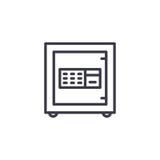 Concepto linear del icono de la caja segura fuerte Línea segura fuerte muestra del vector, símbolo, ejemplo de la caja libre illustration Concepto linear del icono de la caja segura fuerte Línea segura fuerte muestra del vector, símbolo, ejemplo de la caja libre illustration