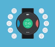 Concepto plano del ejemplo del diseño elegante del reloj stock de ilustración Concepto plano del ejemplo del diseño elegante del reloj stock de ilustración
