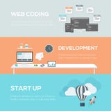 Conceptos planos del diseño web Codificación, desarrollo y inicio del web libre illustration Conceptos planos del diseño web Codificación, desarrollo y inicio del web libre illustration