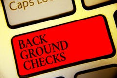Conceptual hand writing showing Back Ground Checks. Business photo text looking up compiling criminal records for Organization Sym royalty free stock photography Conceptual hand writing showing Back Ground Checks. Business photo text looking up compiling criminal records for Organization Sym royalty free stock photography