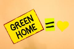 Conceptual hand writing showing Green Home. Business photo text An area filled with plants and trees where you can relax Yellow pa stock photos Conceptual hand writing showing Green Home. Business photo text An area filled with plants and trees where you can relax Yellow pa stock photos