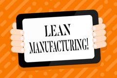 Conceptual hand writing showing Lean Manufacturing. Business photo text focus on minimizing waste within stock illustration Conceptual hand writing showing Lean Manufacturing. Business photo text focus on minimizing waste within stock illustration