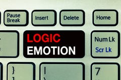 Conceptual hand writing showing Logic Emotion. Business photo text Unpleasant Feelings turned to Self Respect Reasonable Mind stock image Conceptual hand writing showing Logic Emotion. Business photo text Unpleasant Feelings turned to Self Respect Reasonable Mind stock image