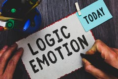 Conceptual hand writing showing Logic Emotion. Business photo text Unpleasant Feelings turned to Self Respect Reasonable Mind Man stock photo Conceptual hand writing showing Logic Emotion. Business photo text Unpleasant Feelings turned to Self Respect Reasonable Mind Man stock photo