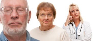 Concerned Senior Couple And Female Doctor Behind Royalty Free Stock Photos Concerned Senior Couple And Female Doctor Behind Royalty Free Stock Photos