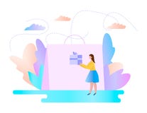 Concetto del negozio online Acquisto dal deposito online illustrazione vettoriale Concetto del negozio online Acquisto dal deposito online illustrazione vettoriale
