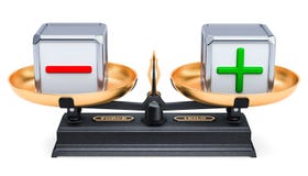 Concetto dell'equilibrio più o meno, scale rappresentazione 3d royalty illustrazione gratis Concetto dell'equilibrio più o meno, scale rappresentazione 3d royalty illustrazione gratis