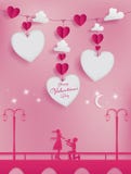 Concetto di arte o stile di carta romantico di taglio della carta illustrazione vettoriale Concetto di arte o stile di carta romantico di taglio della carta illustrazione vettoriale