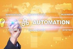 Concetto di automazione come innovazione, migliorante produttività in lavorazione i processi aziendali fotografia stock libera da diritti Concetto di automazione come innovazione, migliorante produttività in lavorazione i processi aziendali fotografia stock libera da diritti