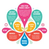 Concetto di Infographic - fondo astratto - illustrazione creativa di vettore con i petali variopinti e le icone illustrazione vettoriale Concetto di Infographic - fondo astratto - illustrazione creativa di vettore con i petali variopinti e le icone illustrazione vettoriale