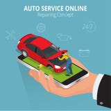 Concetto di riparazione automatico Servizio automatico online Centro di servizio di riparazione dell'automobile Insieme del piano royalty illustrazione gratis Concetto di riparazione automatico Servizio automatico online Centro di servizio di riparazione dell'automobile Insieme del piano royalty illustrazione gratis