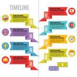 Concetto di vettore di Infographic nello stile piano di progettazione - modello di cronologia con le icone illustrazione di stock Concetto di vettore di Infographic nello stile piano di progettazione - modello di cronologia con le icone illustrazione di stock