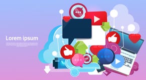 Concetto online di comunicazione della rete sociale di blogging di Internet illustrazione di stock Concetto online di comunicazione della rete sociale di blogging di Internet illustrazione di stock