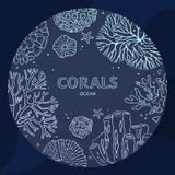 Concetto subacqueo di corallo del cerchio in una linea arte royalty illustrazione gratis Concetto subacqueo di corallo del cerchio in una linea arte royalty illustrazione gratis